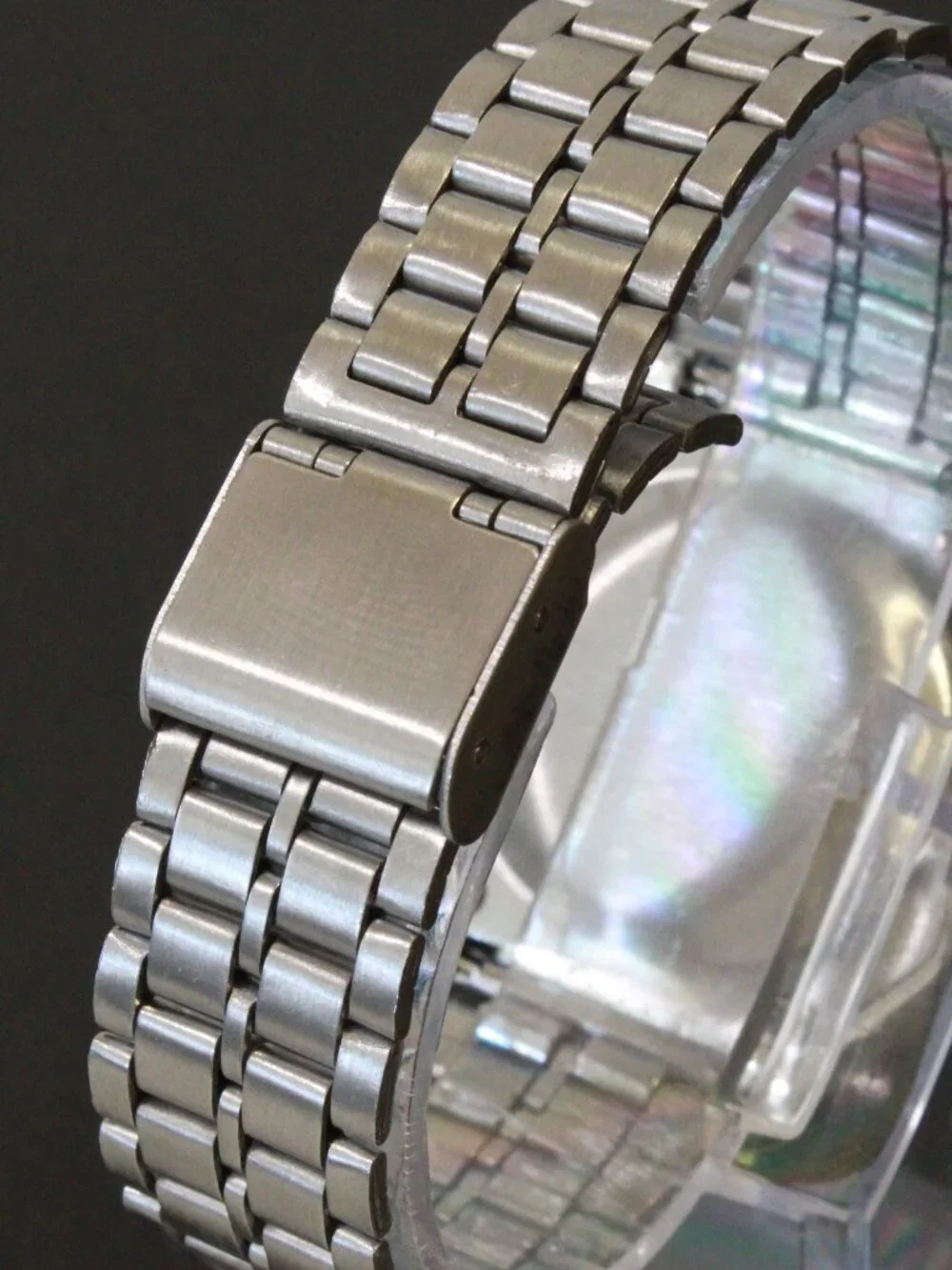 Retro Style Digital Watch Metal Case Bracelet Back light, Stopwatch, Day, Date